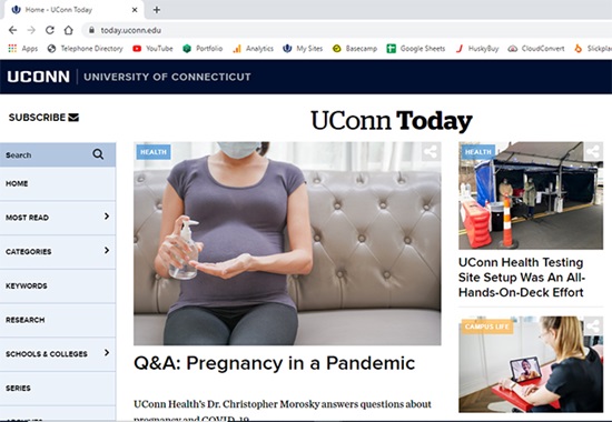 UConn Today webpage