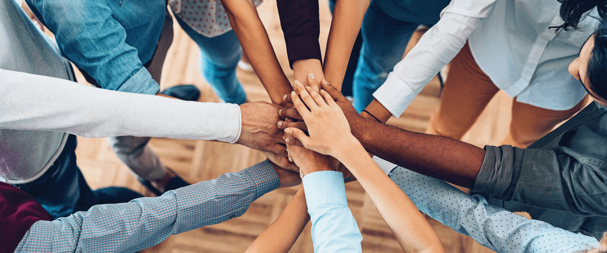 Diverse hands in a circle
